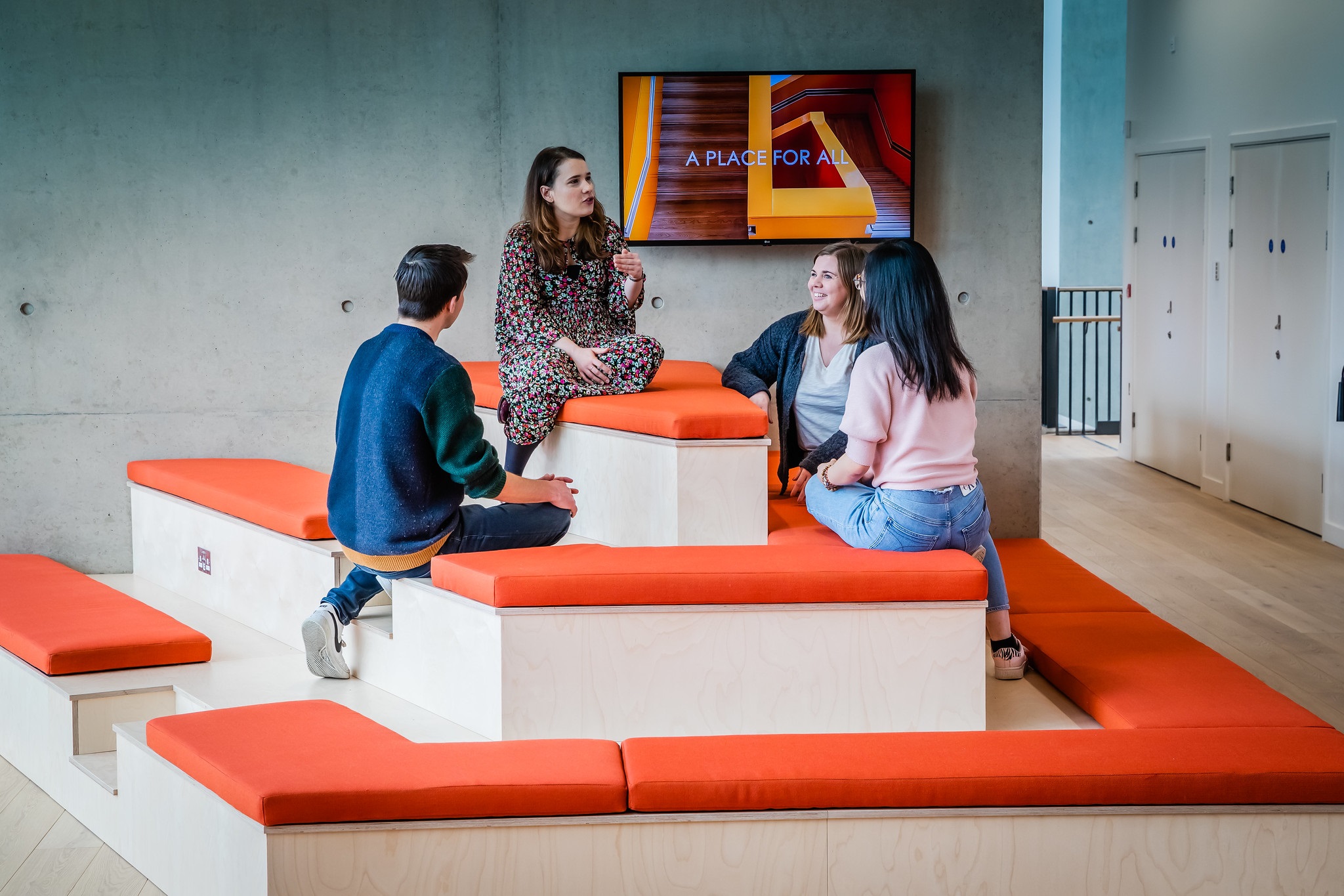 students chatting together
