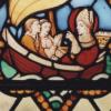 Stained Glass image of St Sampson sailing to Brittany