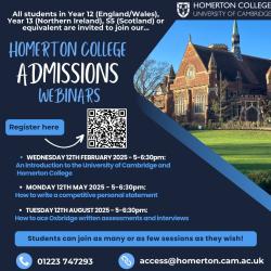 Poster for Homerton Admissions Webinars Poster for Homerton Admissions Webinars